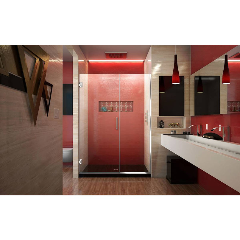 Unidoor Plus 72" High x 48-1/2" Wide Hinged Frameless Shower Door with Clear Glass - image 2