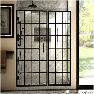 Unidoor Toulon 72" High x 52, 52.5" Wide Hinged Frameless Shower Door with Clear Glass - image 1