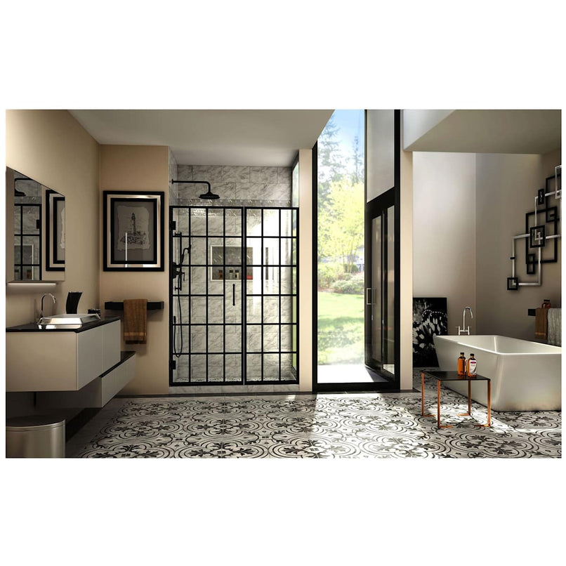 Unidoor Toulon 72" High x 52, 52.5" Wide Hinged Frameless Shower Door with Clear Glass - image 2