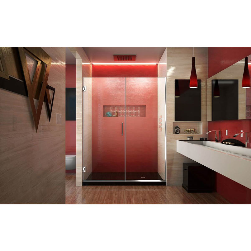 Unidoor Plus 72" High x 59" Wide Hinged Frameless Shower Door with Clear Glass - image 2