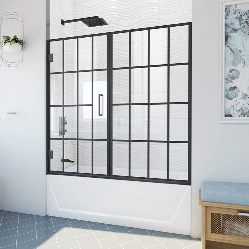 Unidoor Toulon 58" High x 58, 58.5" Wide Bypass Frameless Tub Door - image 1