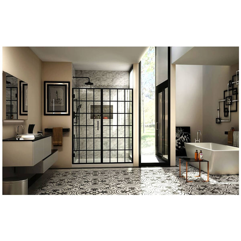 Unidoor Toulon 72" High x 58-1/2" Wide Hinged Frameless Shower Door with Clear Glass - image 2