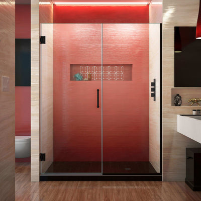 Unidoor Plus 72" High x 59-1/2" Wide Hinged Frameless Shower Door with Clear Glass - image 1