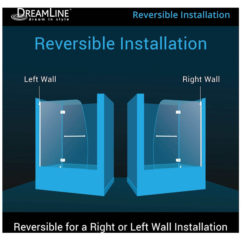 Aqua 48" W x 58" H Frameless Hinged Tub Door - image 4