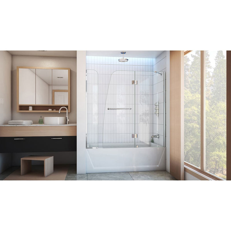 Aqua 58" High x 60" Wide Hinged Frameless Tub Door with Clear Glass - image 7