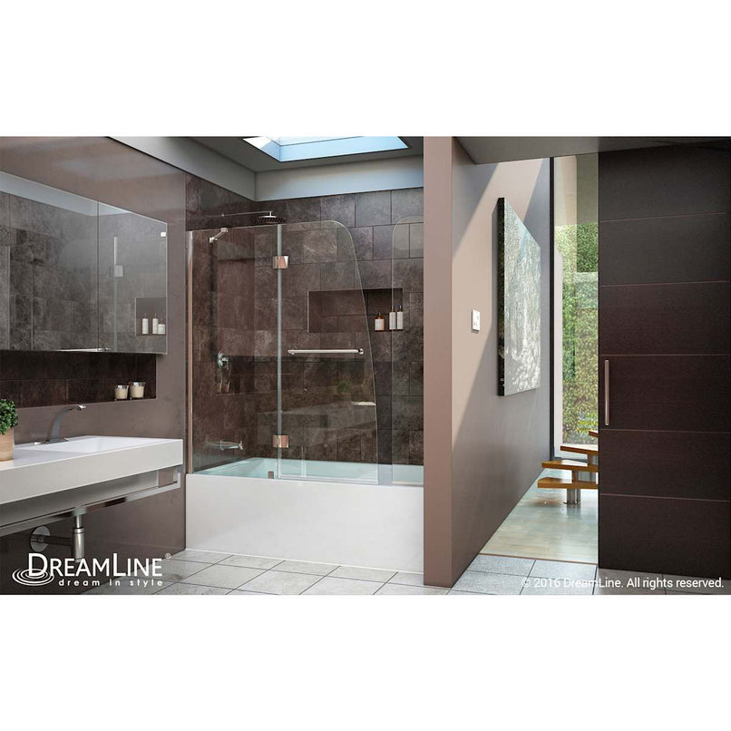 Aqua 58" High x 60" Wide Hinged Frameless Tub Door with Clear Glass - image 6