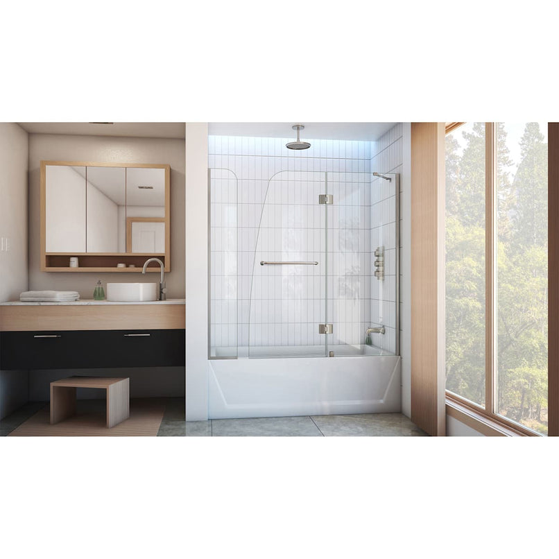 Aqua 58" High x 60" Wide Hinged Frameless Tub Door with Clear Glass - image 8