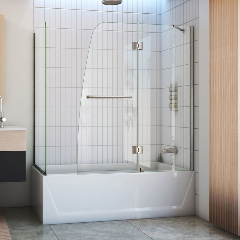 Aqua 58" High x 56" Wide x 30" Deep Hinged Frameless Shower Enclosure with Clear Glass - image 1