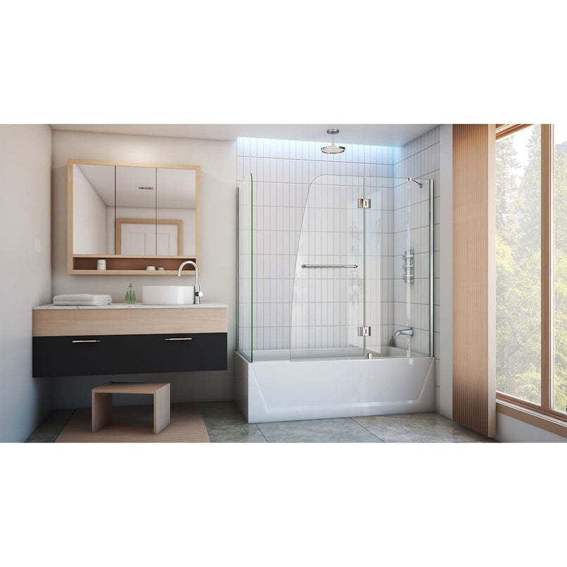 Aqua 58" High x 56" Wide x 30" Deep Hinged Frameless Shower Enclosure with Clear Glass - image 11
