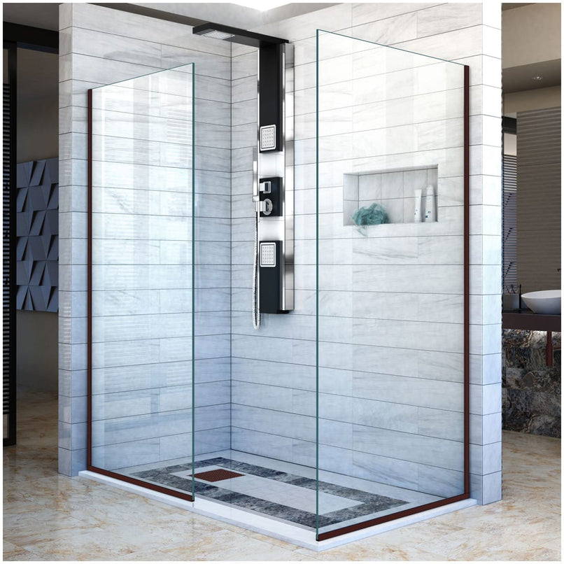 Linea Two Individual Frameless Shower Screens 30" W x 72" H each, Open Entry Design - image 1