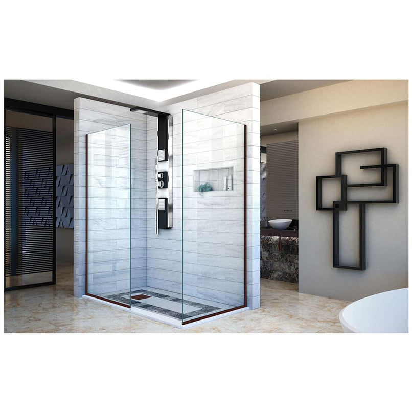 Linea Two Individual Frameless Shower Screens 34" and 30" W x 72" H, Open Entry Design - image 10