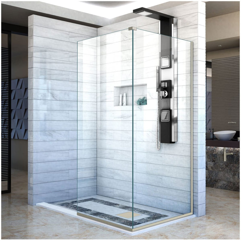 Linea Two Adjacent Frameless Shower Screens 30" and 34" W x 72" H, Open Entry Design - image 1