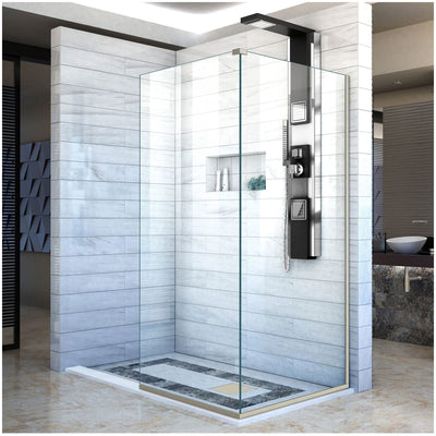 Linea Two Adjacent Frameless Shower Screens 30" and 34" W x 72" H, Open Entry Design - image 1