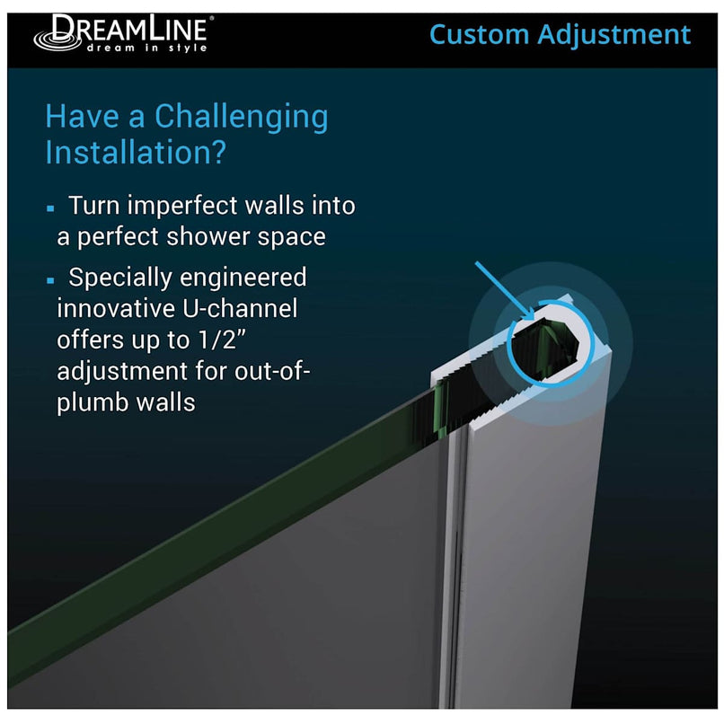 Linea Two Adjacent Frameless Shower Screens 30" and 34" W x 72" H, Open Entry Design - image 2