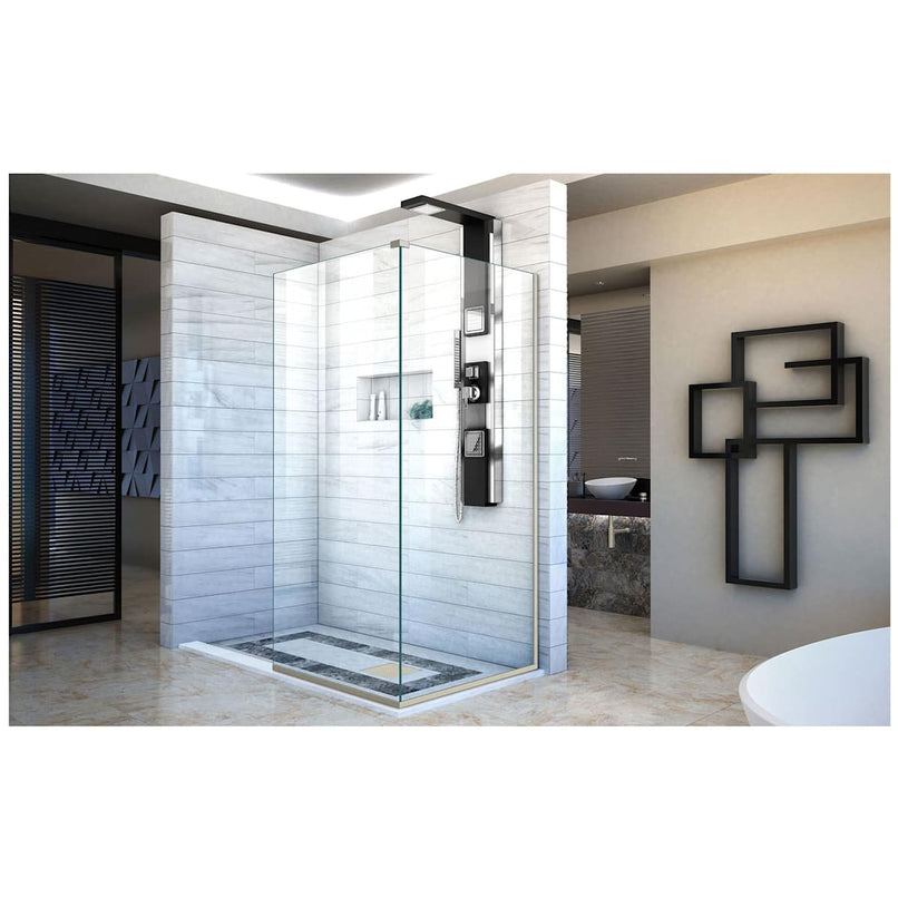 Linea Two Adjacent Frameless Shower Screens 30" and 34" W x 72" H, Open Entry Design - image 9