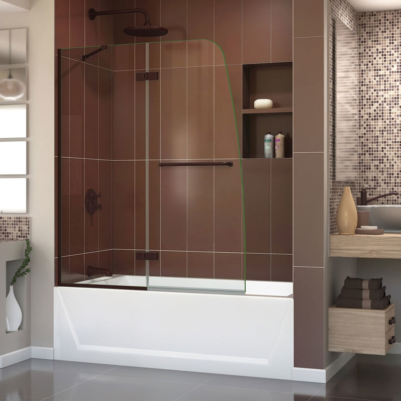 Aqua Ultra 58" High x 48" Wide Hinged Frameless Tub and Shower Screen with Tempered Glass - image 2