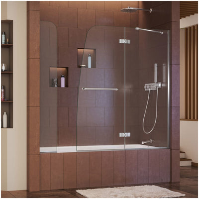 Aqua Ultra 58" High x 60" Wide Hinged Frameless Tub Door with Clear Glass - image 1
