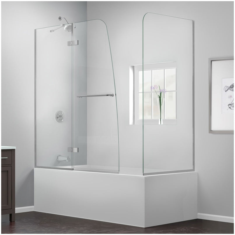 Aqua Ultra 58" High x " Wide x 30" Deep Hinged Frameless Shower Enclosure with Clear Glass - image 1