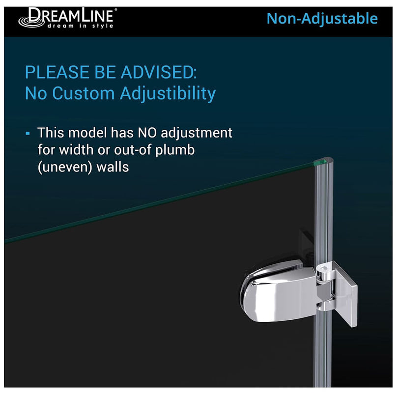 Aqua Uno 58" High x 34-5/16" Wide Hinged Frameless Tub Door with Clear Glass - image 3