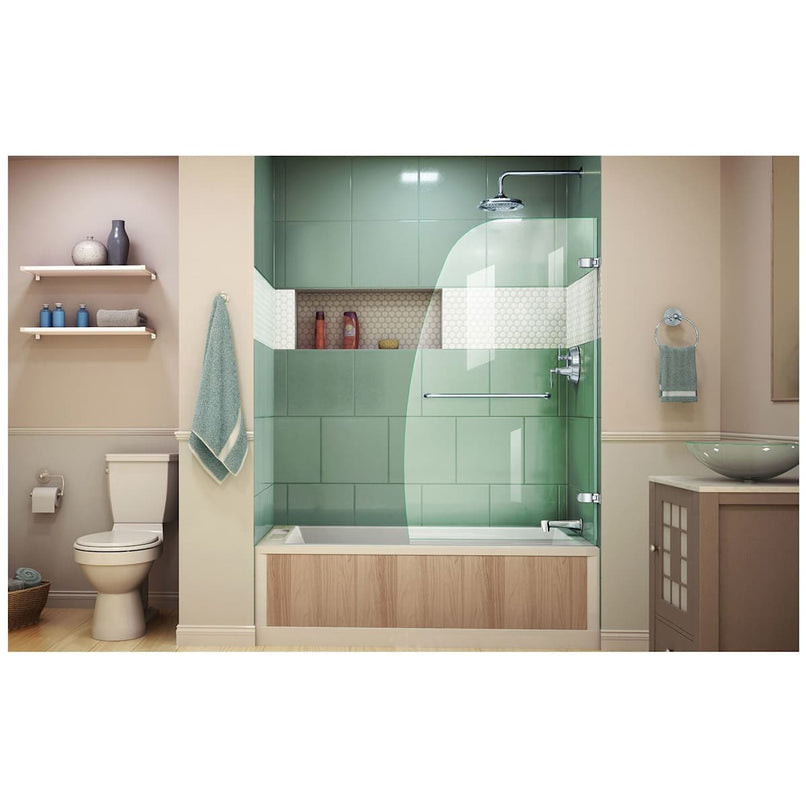 Aqua Uno 58" High x 34-5/16" Wide Hinged Frameless Tub Door with Clear Glass - image 8