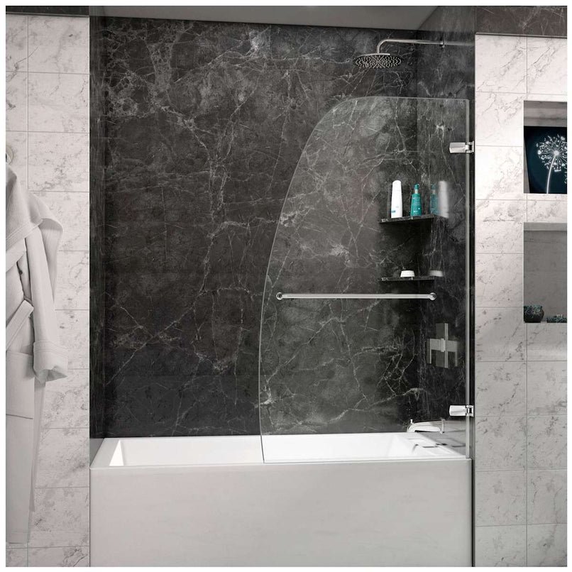 Aqua Uno 58" High x 34-5/16" Wide Hinged Frameless Tub Door with Clear Glass - image 11