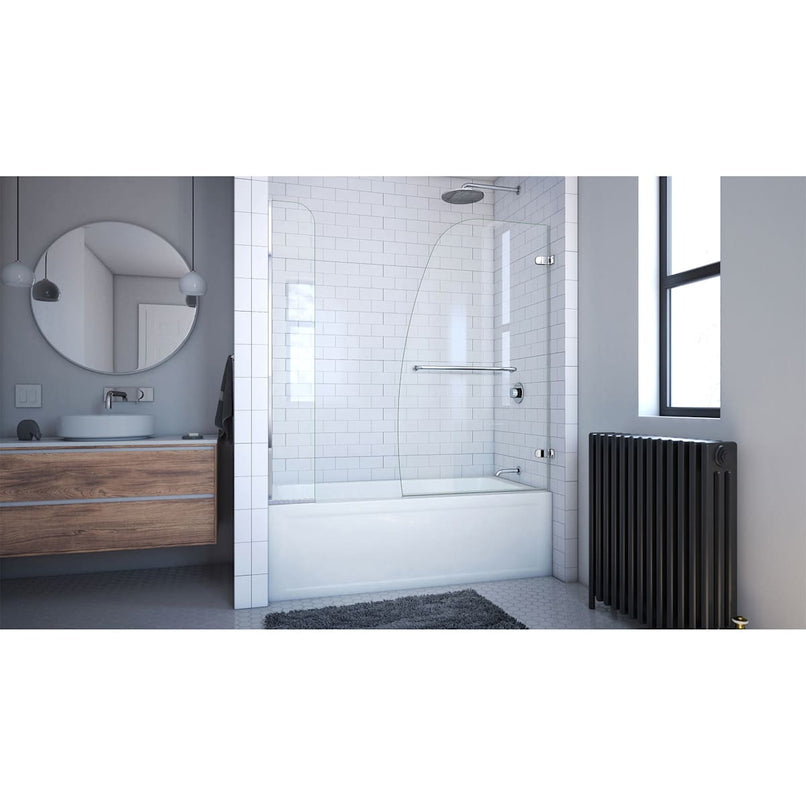 Aqua Uno 58" High x 60" Wide Hinged Frameless Tub Door with Clear Glass - image 11