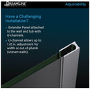 Aqua Uno 58" High x 60" Wide Hinged Frameless Tub Door with Clear Glass - image 2