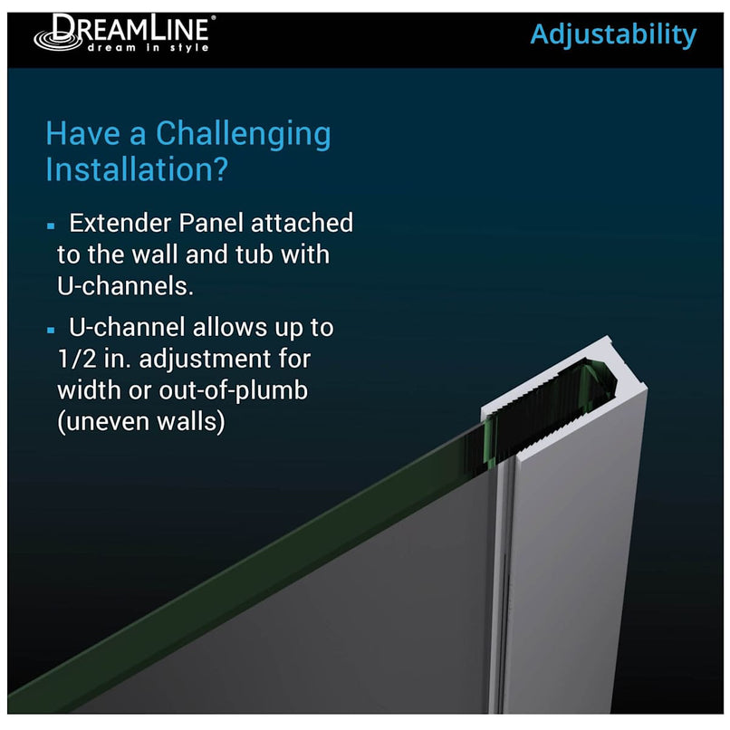 Aqua Uno 58" High x 60" Wide Hinged Frameless Tub Door with Clear Glass - image 2