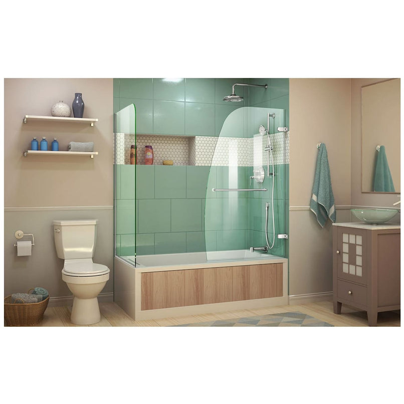Aqua Uno 58" High x 56" Wide x 30" Deep Hinged Frameless Shower Enclosure with Clear Glass - image 4