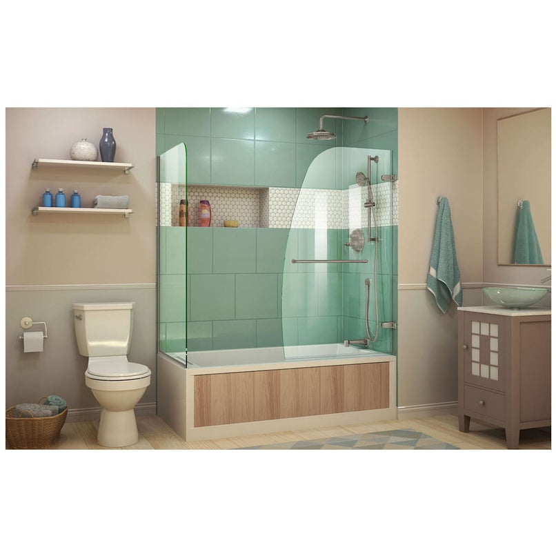 Aqua Uno 58" High x 56" Wide x 30" Deep Hinged Frameless Shower Enclosure with Clear Glass - image 8