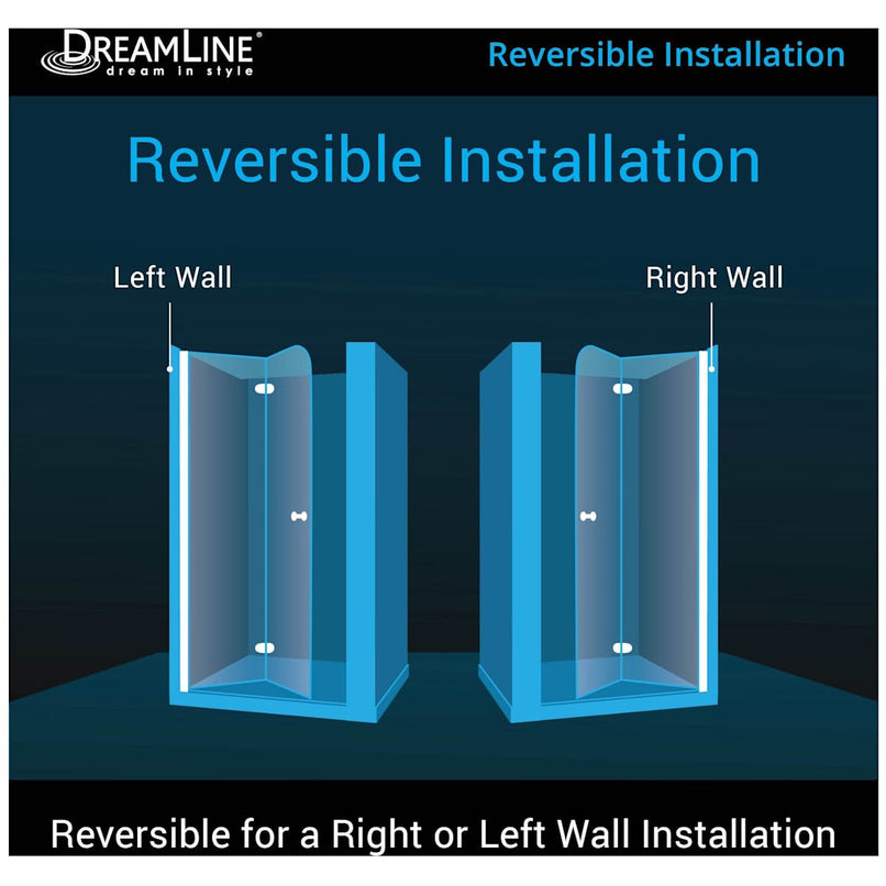 AquaFold 72" High x 33 1/2" Wide Pivot Frameless Shower Door with Clear Glass - image 3