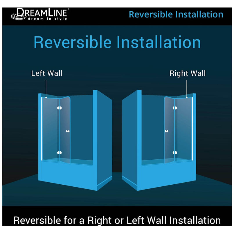 AquaFold 58" High x 36" Wide Pivot Frameless Tub Door with Clear Glass - image 3