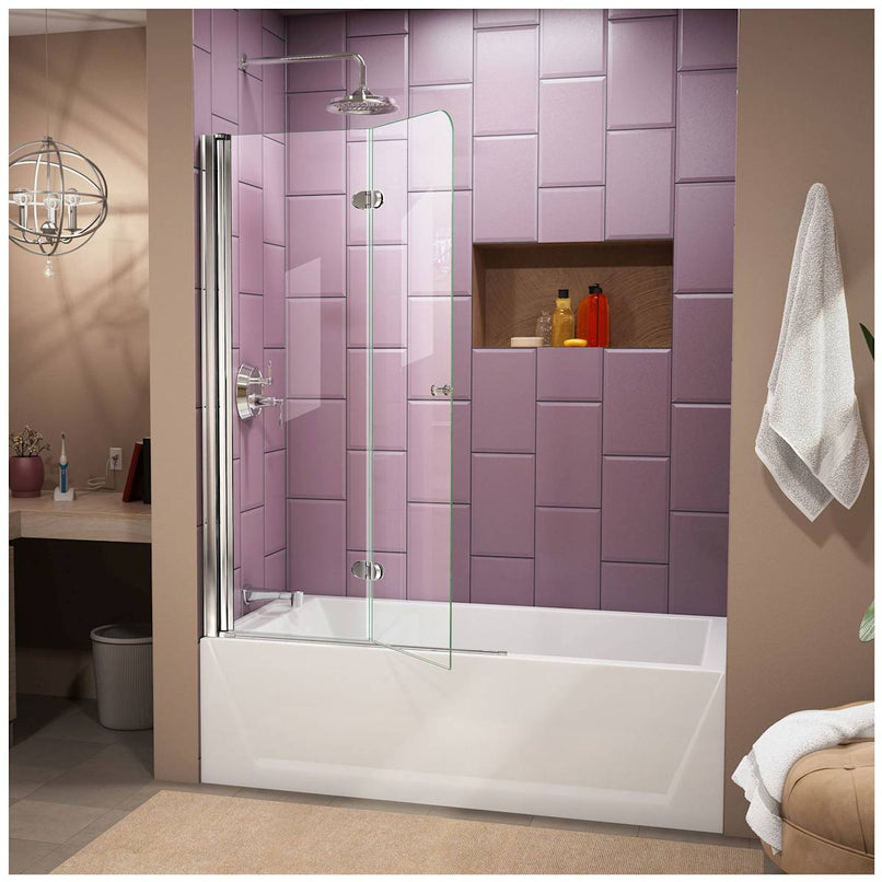 AquaFold 58" High x 36" Wide Pivot Frameless Tub Door with Clear Glass - image 4