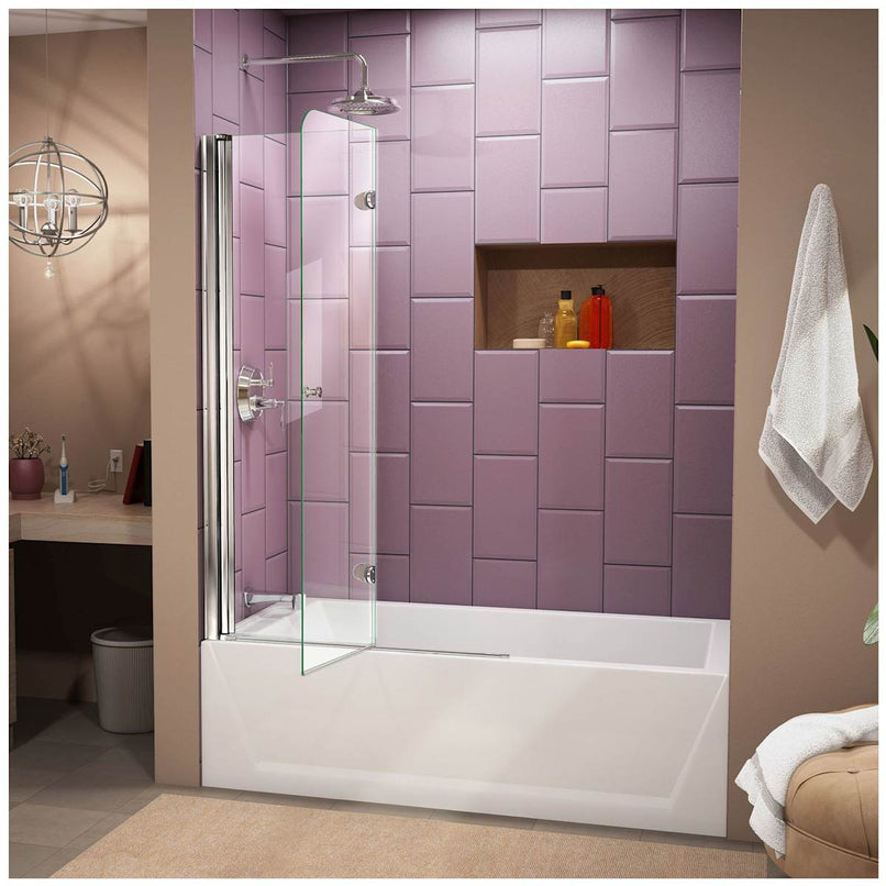AquaFold 58" High x 36" Wide Pivot Frameless Tub Door with Clear Glass - image 5