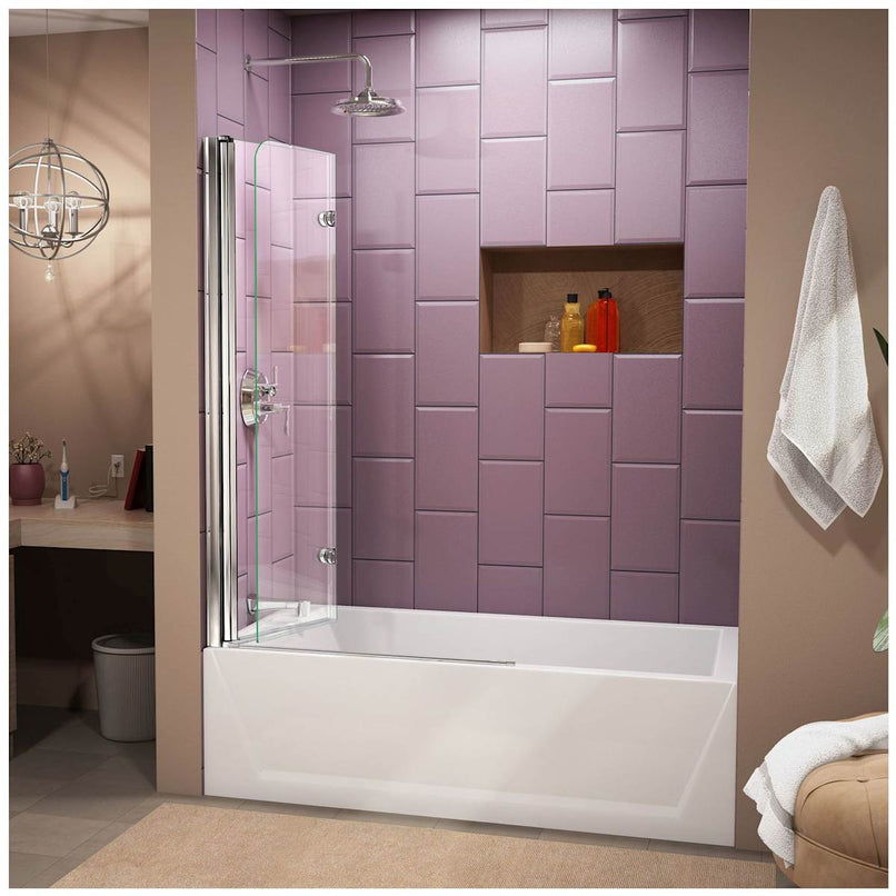 AquaFold 58" High x 36" Wide Pivot Frameless Tub Door with Clear Glass - image 7
