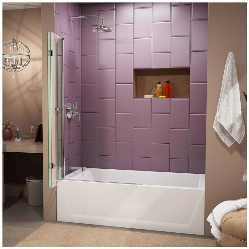 AquaFold 58" High x 36" Wide Pivot Frameless Tub Door with Clear Glass - image 8