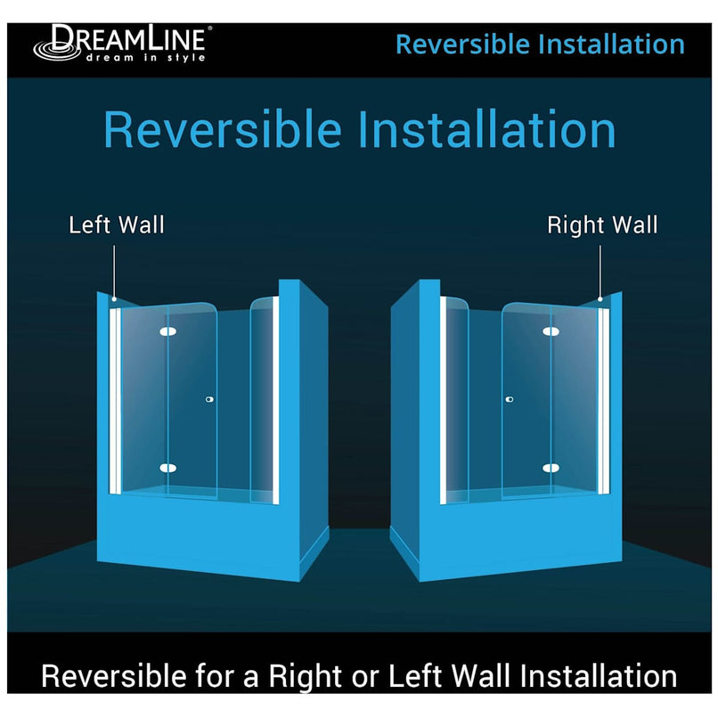 AquaFold 58" High x 60" Wide Pivot Frameless Tub Door with Clear Glass - image 3