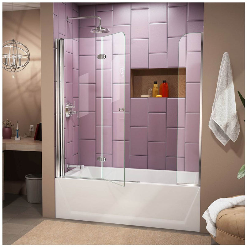 AquaFold 58" High x 60" Wide Pivot Frameless Tub Door with Clear Glass - image 4
