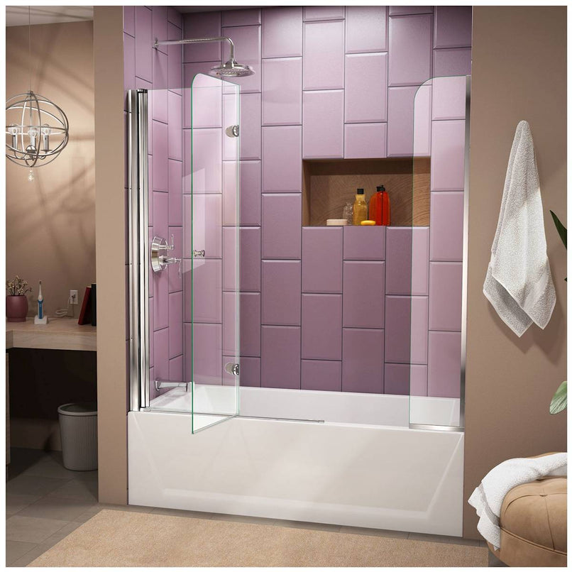 AquaFold 58" High x 60" Wide Pivot Frameless Tub Door with Clear Glass - image 5