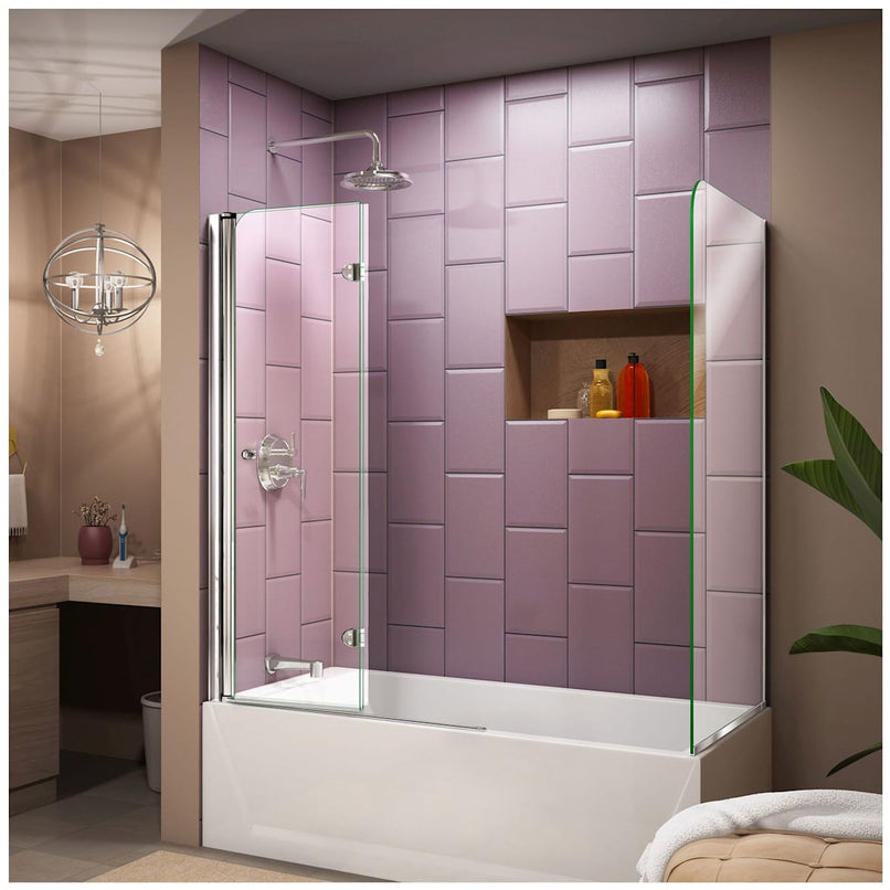 AquaFold 58" High x 56" Wide x 30" Deep Pivot Frameless Shower Enclosure with Clear Glass - image 6
