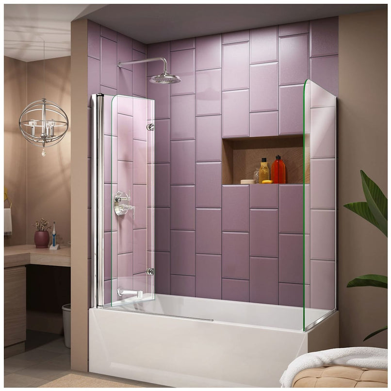 AquaFold 58" High x 56" Wide x 30" Deep Pivot Frameless Shower Enclosure with Clear Glass - image 7
