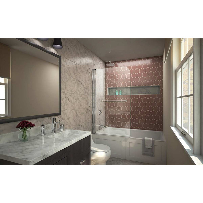 AquaSwing 58" High x 34" Wide Hinged Frameless Tub Door with Clear Glass - image 2