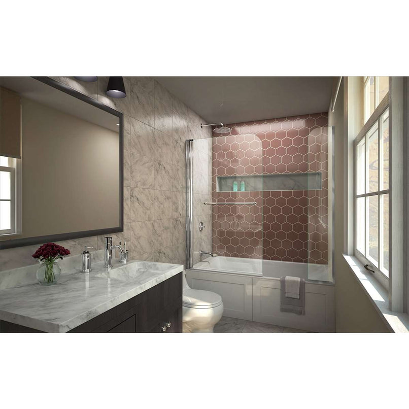 AquaSwing 58" High x 60" Wide Hinged Frameless Tub Door with Clear Glass - image 5