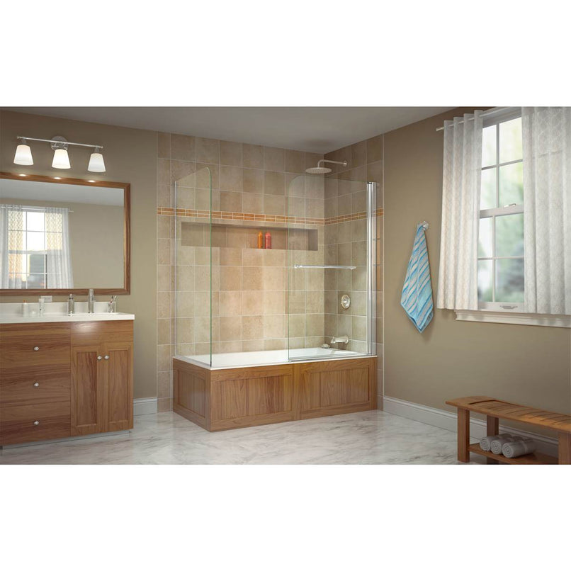 Aqua Swing 56-60" W x 30" D x 58" H Frameless Tub Door with Return Panel - image 4