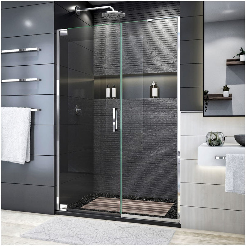 Elegance Plus 72" High x 46" Wide Pivot Frameless Shower Door with Clear Glass - image 1