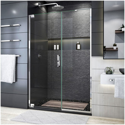 Elegance Plus 72" High x 46" Wide Pivot Frameless Shower Door with Clear Glass - image 1