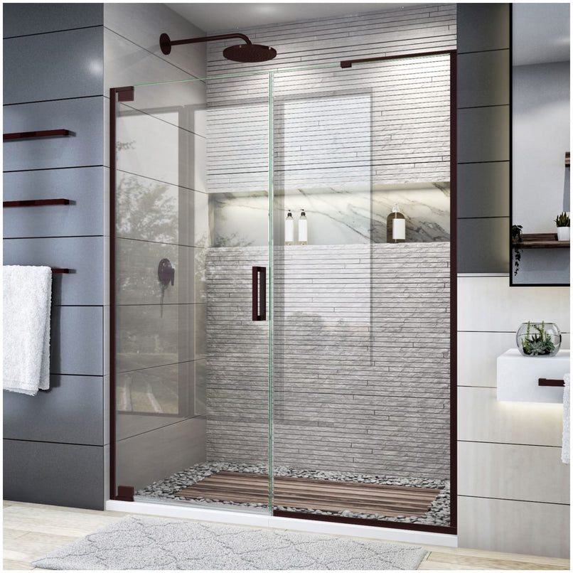 Elegance Plus 72" High x 58" Wide Pivot Frameless Shower Door with Clear Glass - image 1