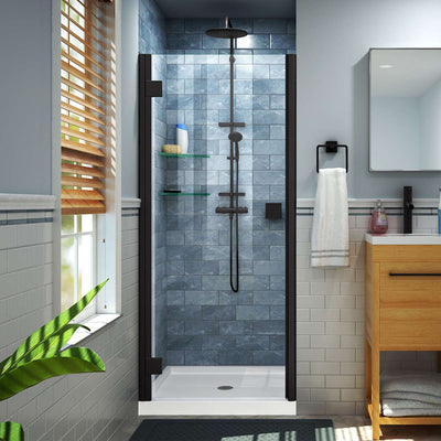 Lumen 72" High x 40" Wide Hinged Semi Frameless Shower Door with Clear Glass - image 1