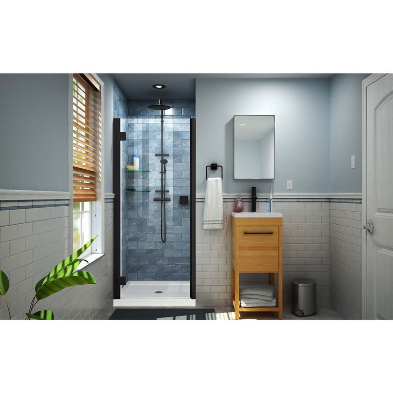 Lumen 72" High x 40" Wide Hinged Semi Frameless Shower Door with Clear Glass - image 2