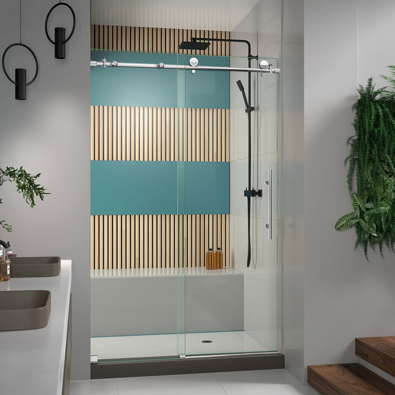 Enigma-X 76" High x 48" Wide Sliding Frameless Shower Door with Clear Glass - image 1